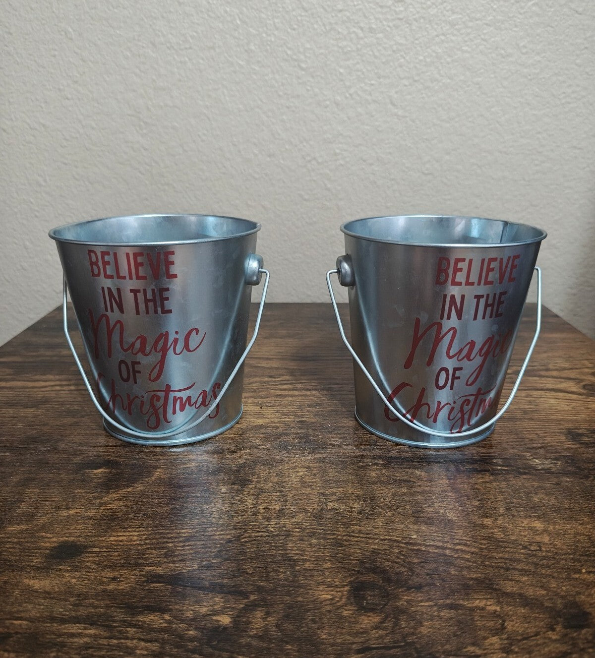 Mini Christmas Galvanized Metal Tin Pail Buckets