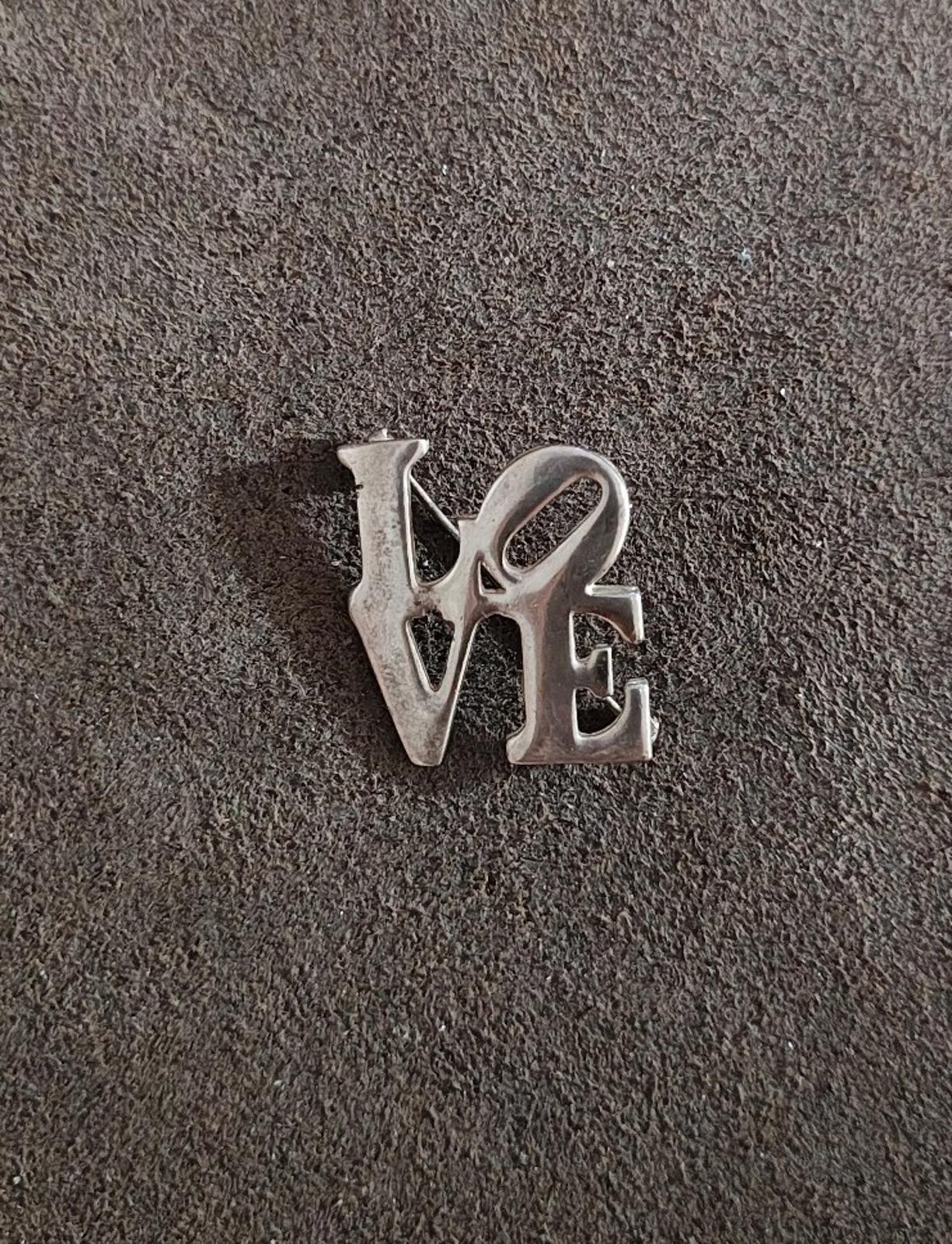 1970'ss Silver Tone Love Pin Brooch