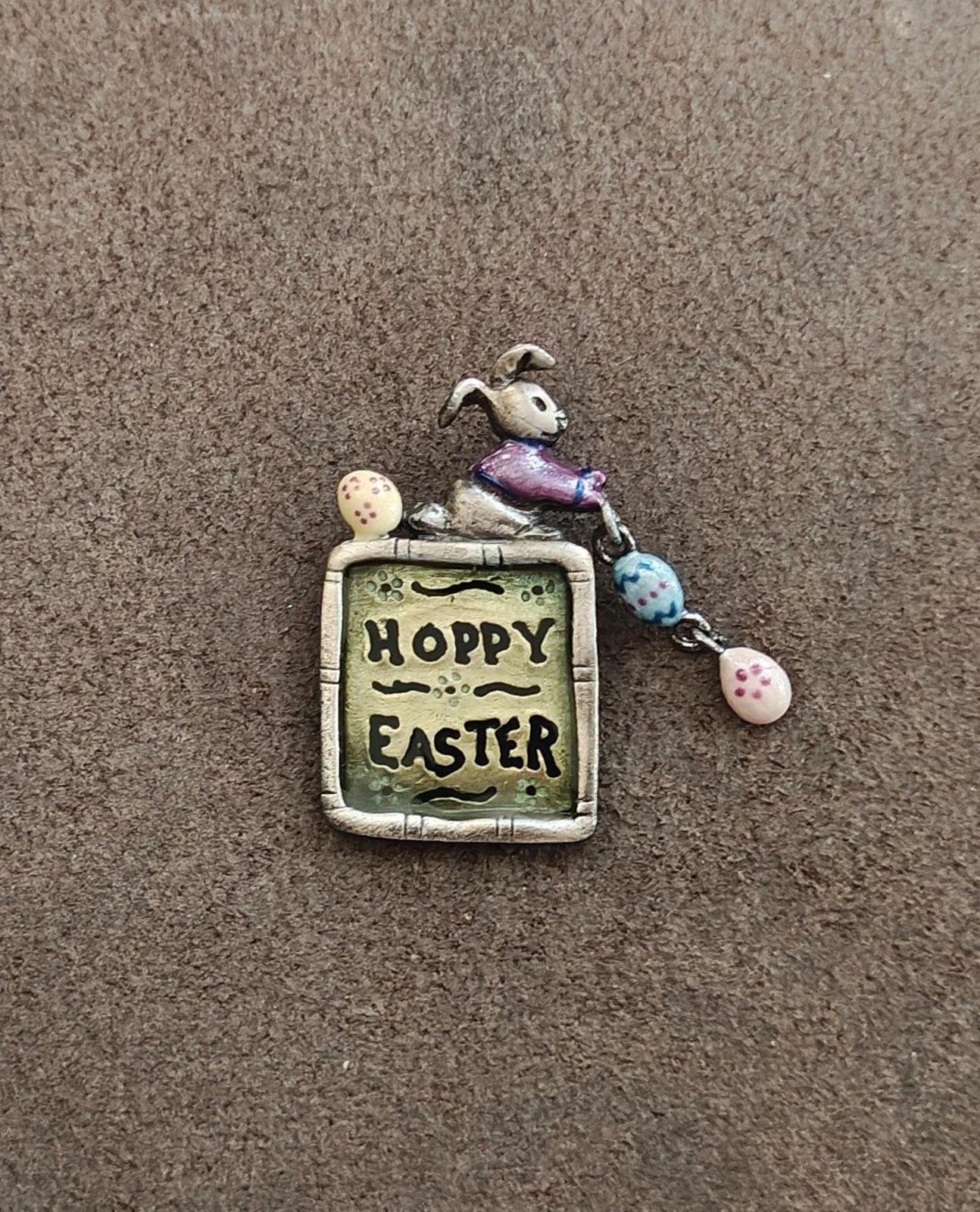 1980s Signed Tanya Creations (TC) "Hoppy Easter" Pewter Brooch Pin