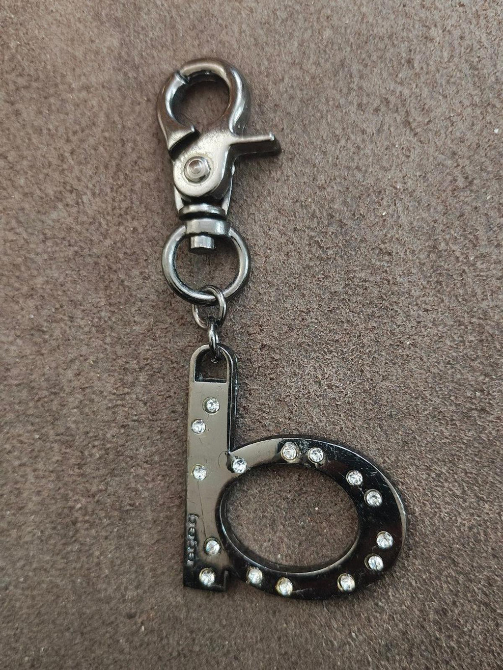 Y2K Vintage Bebe Gunmetal With Crystals Letter "B" initial Keychain