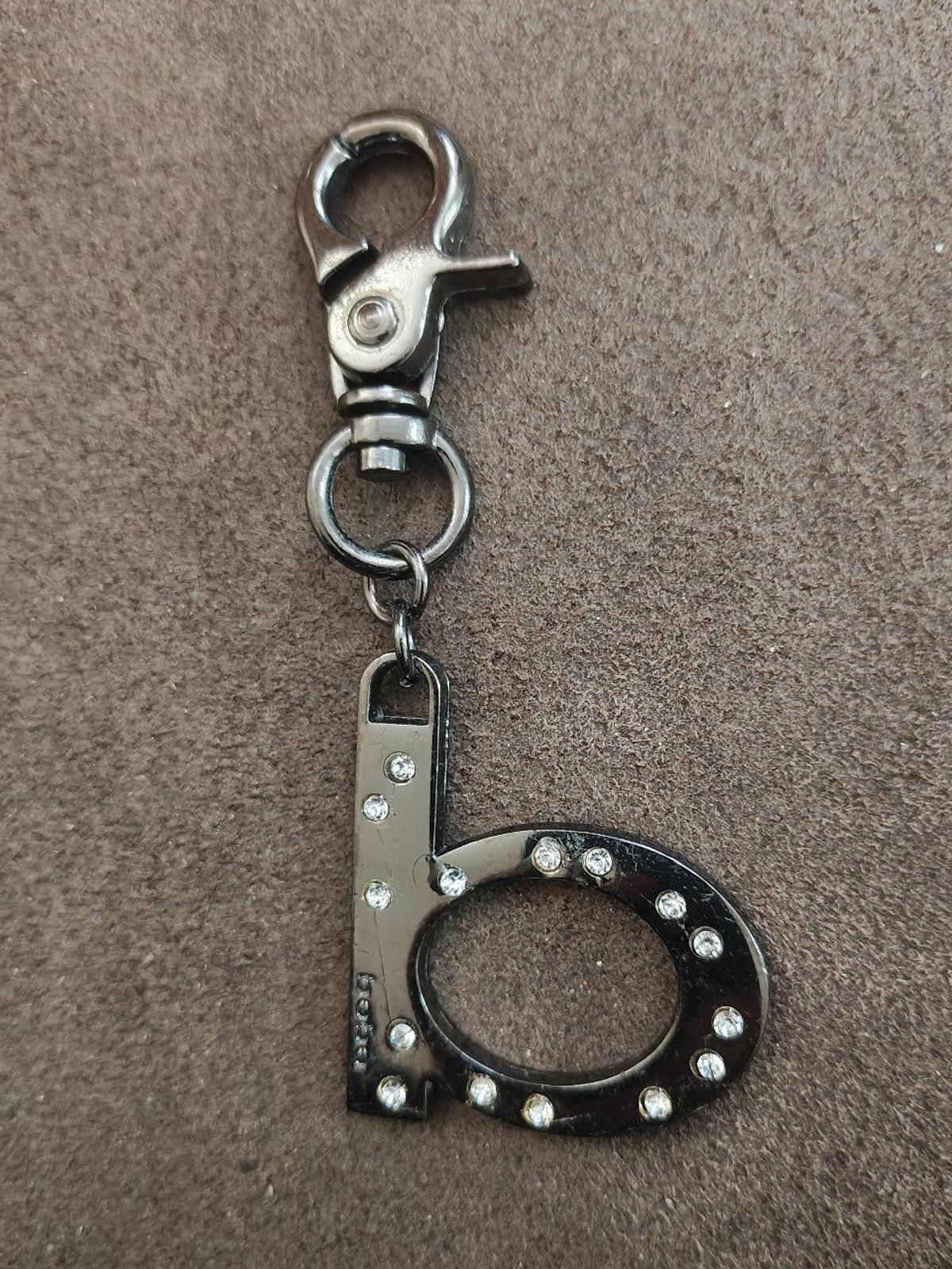 Y2K Vintage Bebe Gunmetal With Crystals Letter "B" initial Keychain