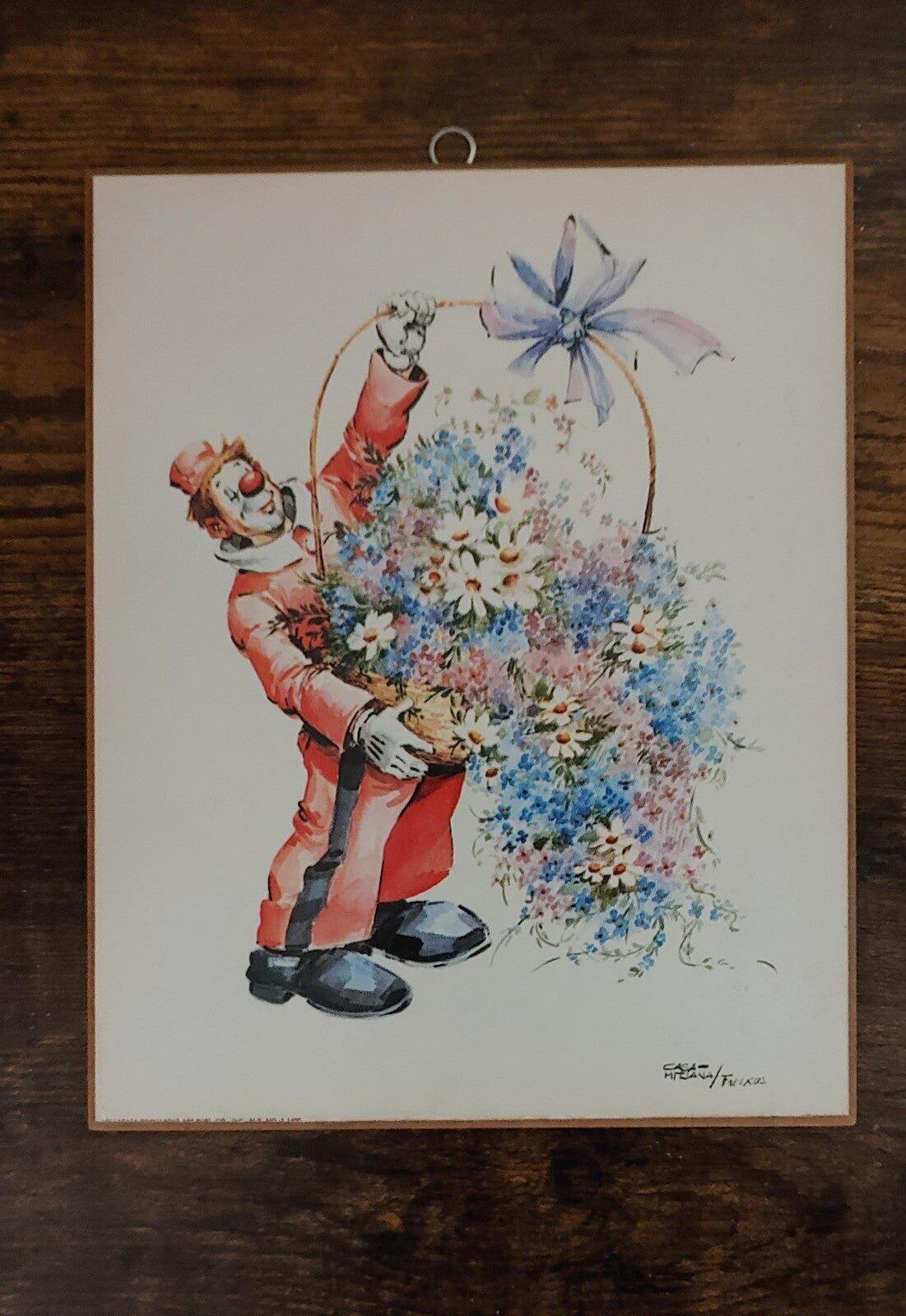 70s Clown Wooden Wall Art/ Plaque By CASA-MITJANA/FREIXAS