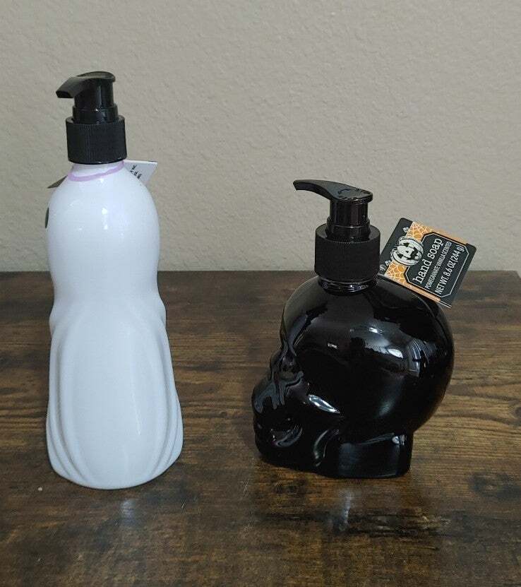 Spooky 2pc-Set Halloween Ghost & Skull Refillable Dispenser