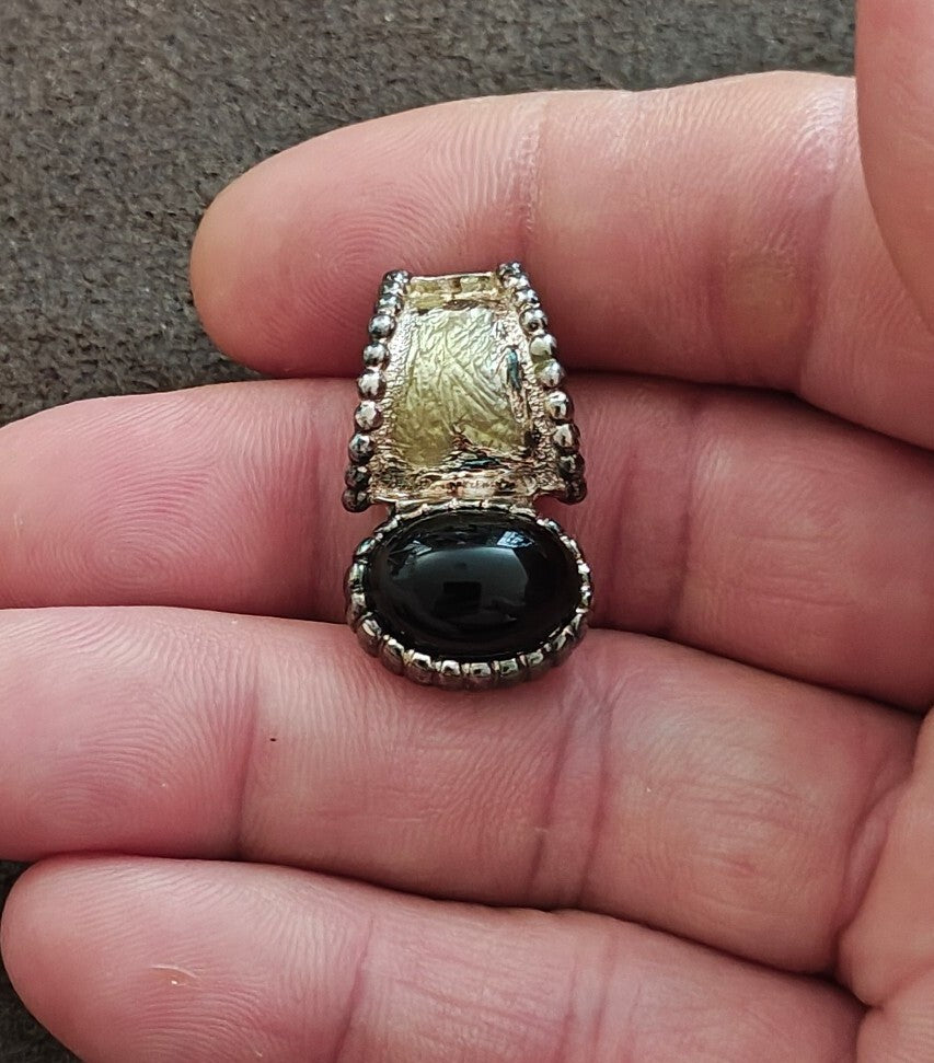 1990s Premier Designs "Mira" Two Tone Slide Pendant.