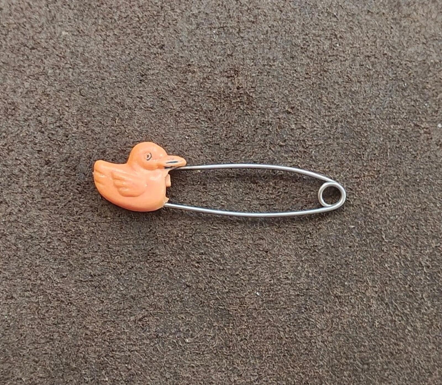 1970s Plastic Orange Duck Diaper Pin