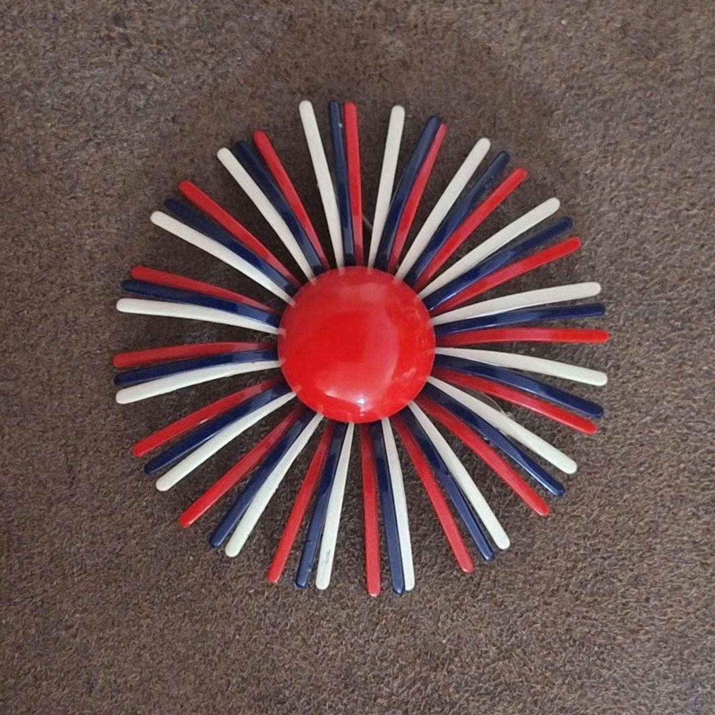 1960s Red White & Blue Patriotic Starburst Fireworks Brooch