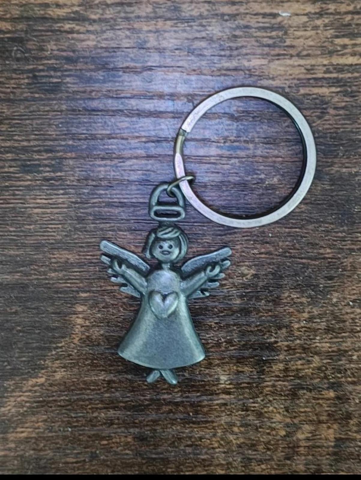 1990's Pewter Angel Keychain