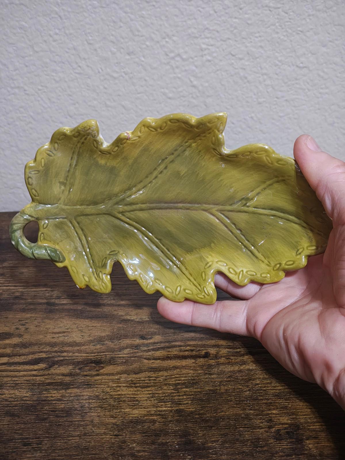 1950s/60s Glazed Ceramic Leaf Dish