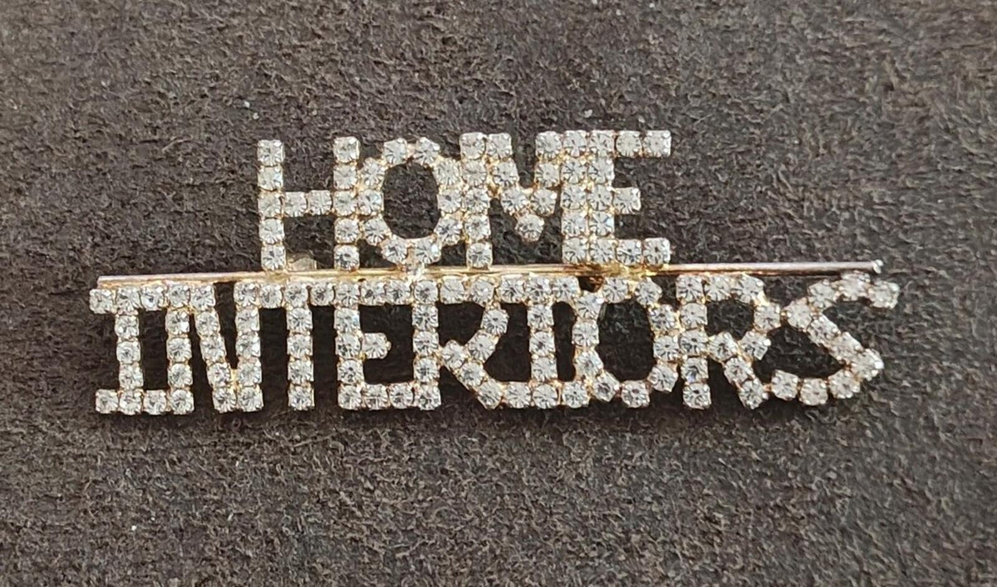 1980s Home Interiors & Gifts Rhinestone Gold Tone Brooch