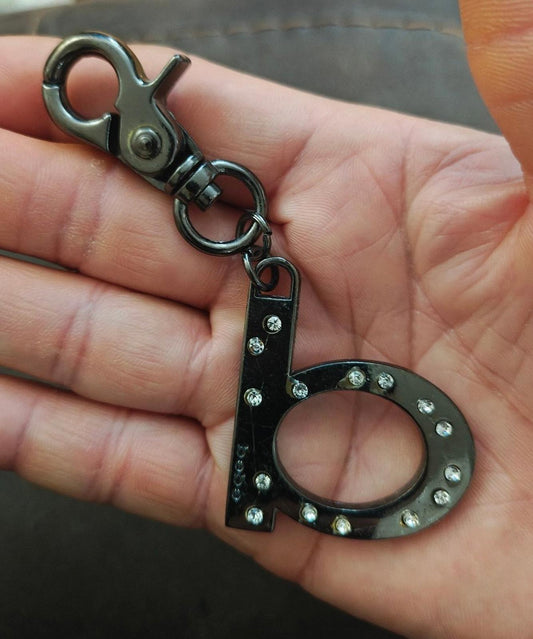 Y2K Vintage Bebe Gunmetal With Crystals Letter "B" initial Keychain