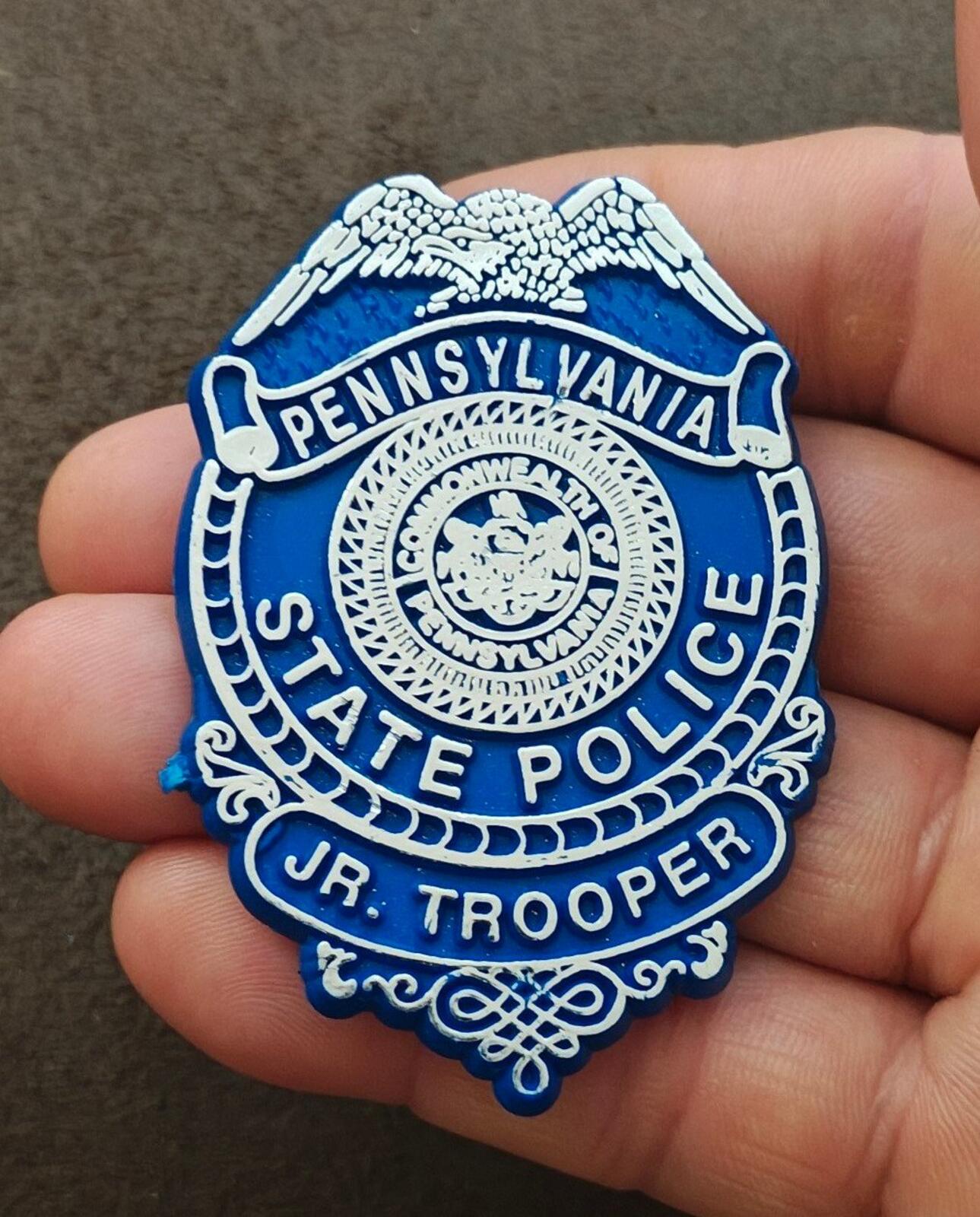 1980s/90s Rare & HTF Plastic Blue & White Junior Trooper Toy Badge
