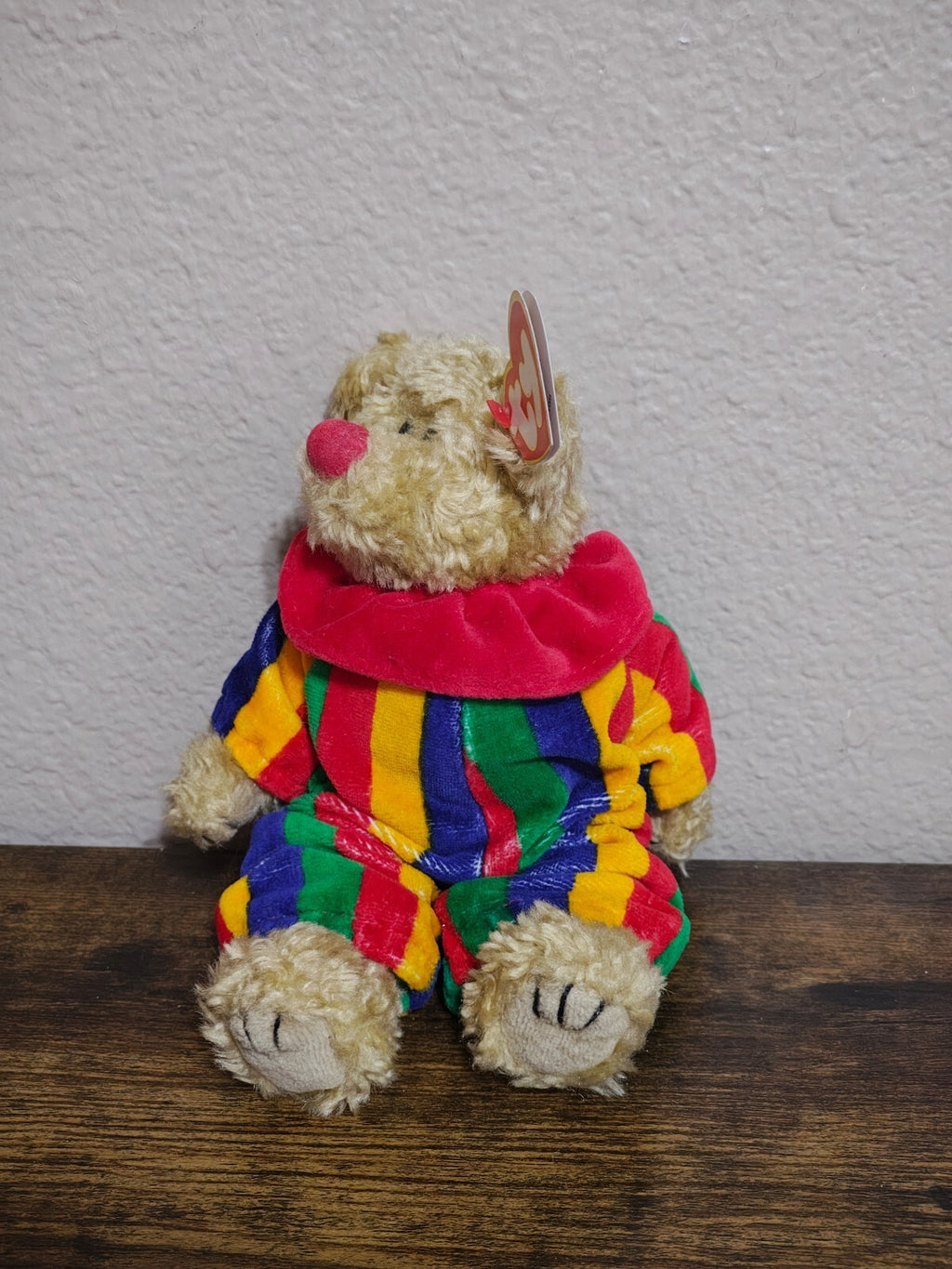1993 Retired Ty Attic Treasures "Piccadilly" Clown Bear Beanie Plush