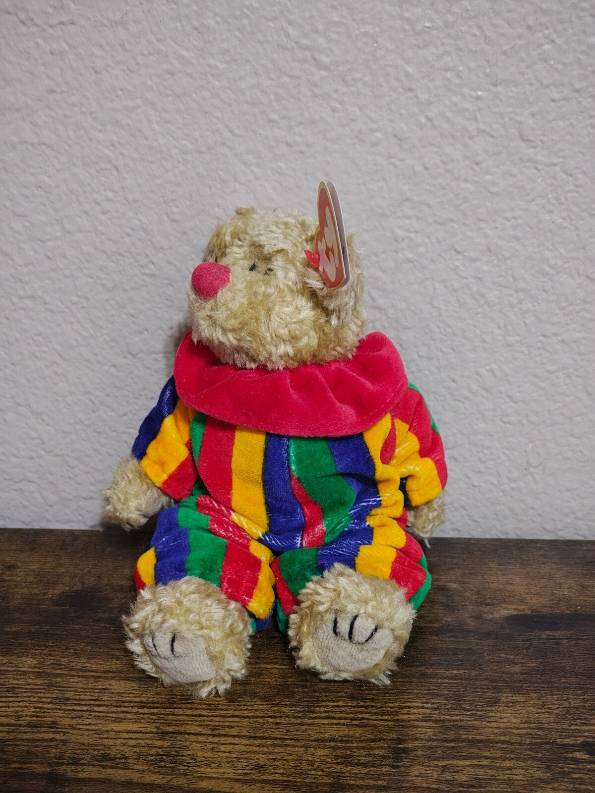 1993 Retired Ty Attic Treasures "Piccadilly" Clown Bear Beanie Plush