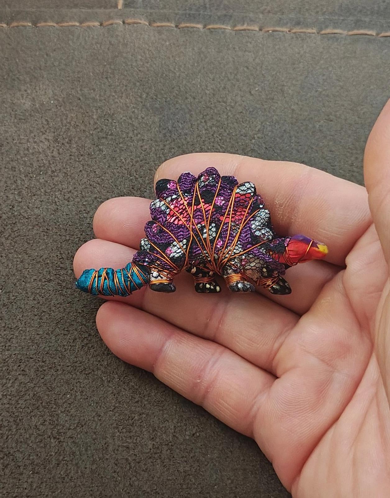 Handcrafted Stegosaurus/Dinosaur Figurine Brooch