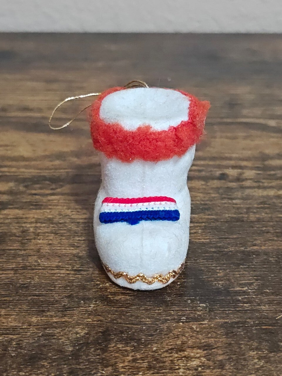 1970s Handmade Felt Dutch Clog Christmas Ornament