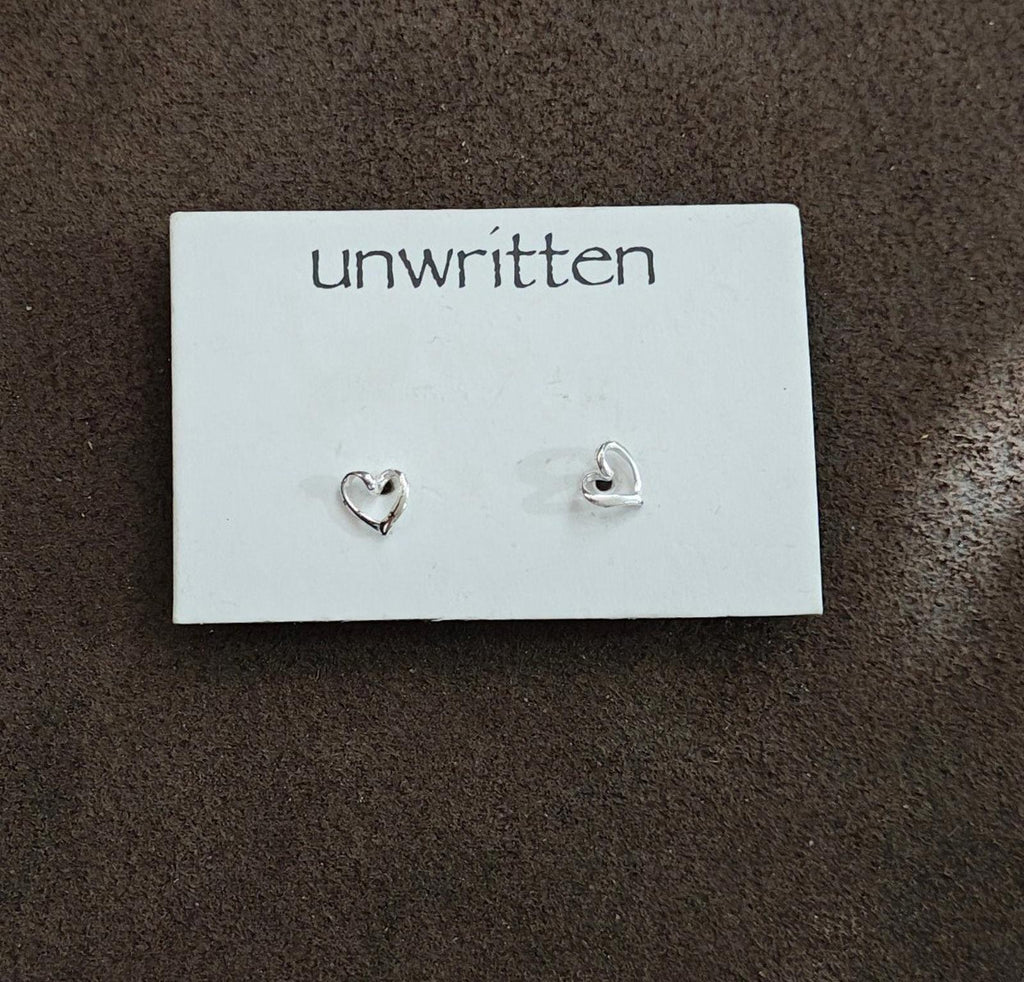 Unwritten Small Sterling Silver Open Heart Stud Earrings