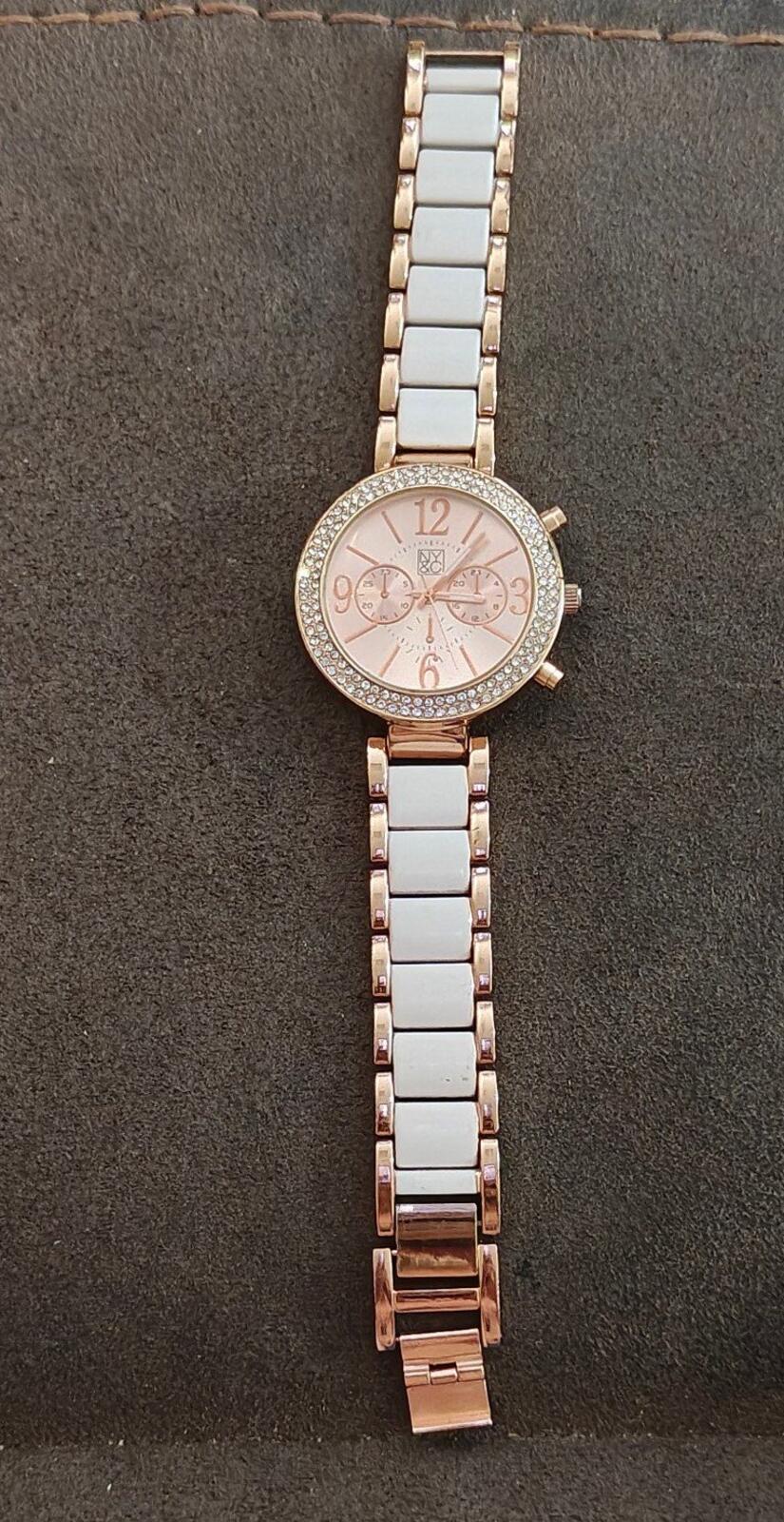 New York & Company (NY&C) Ladies Rose Gold Tone With Rhinestones Fashion Watch