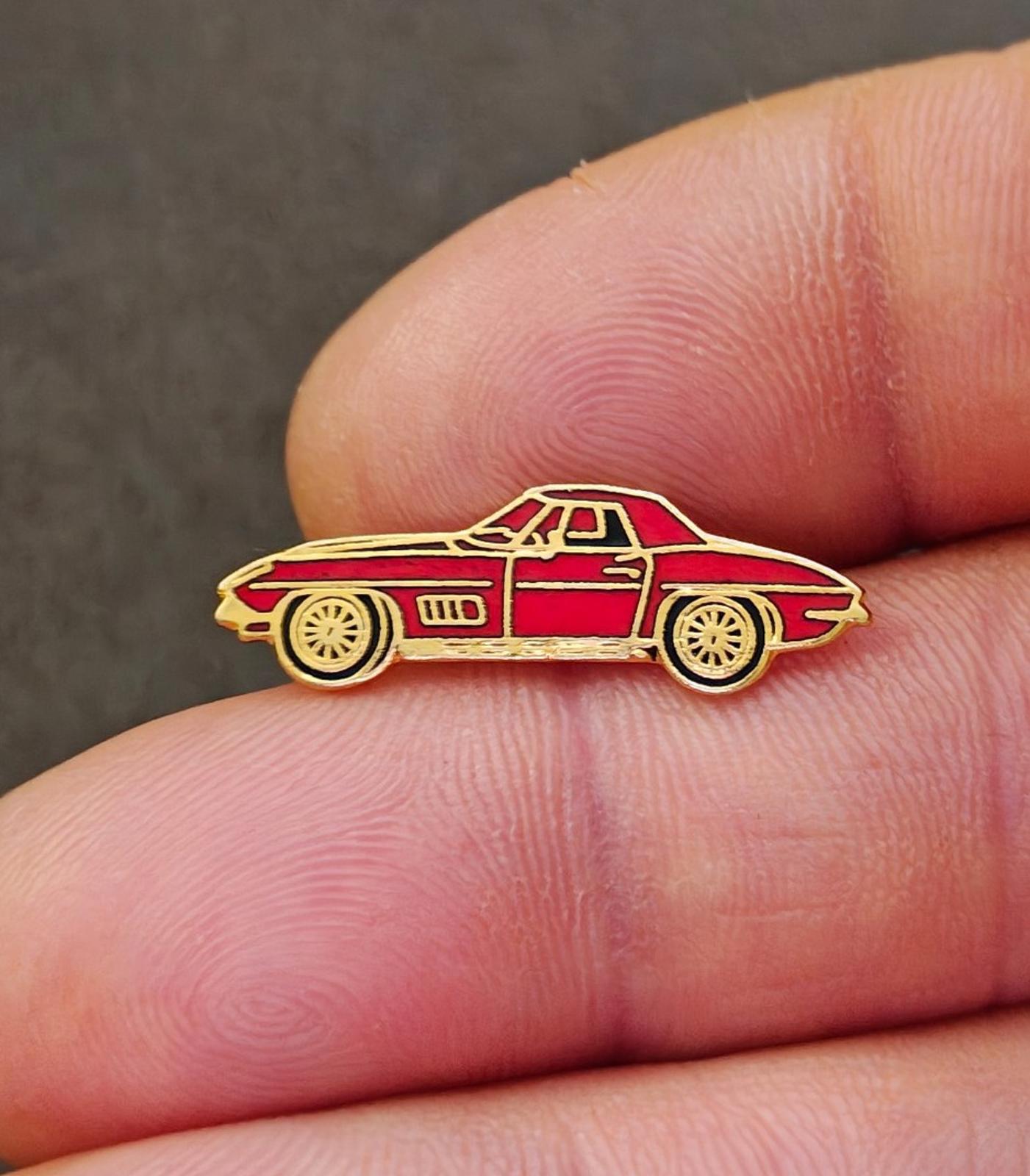 1980's Red Corvette Gold Tone Car Enamel Pin