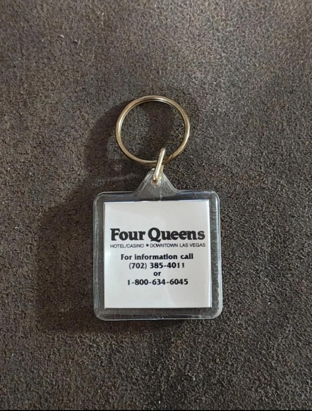 1990s Vintage Four Queens Hotel Casino Downtown Las Vegas Hard  Plastic Keychain