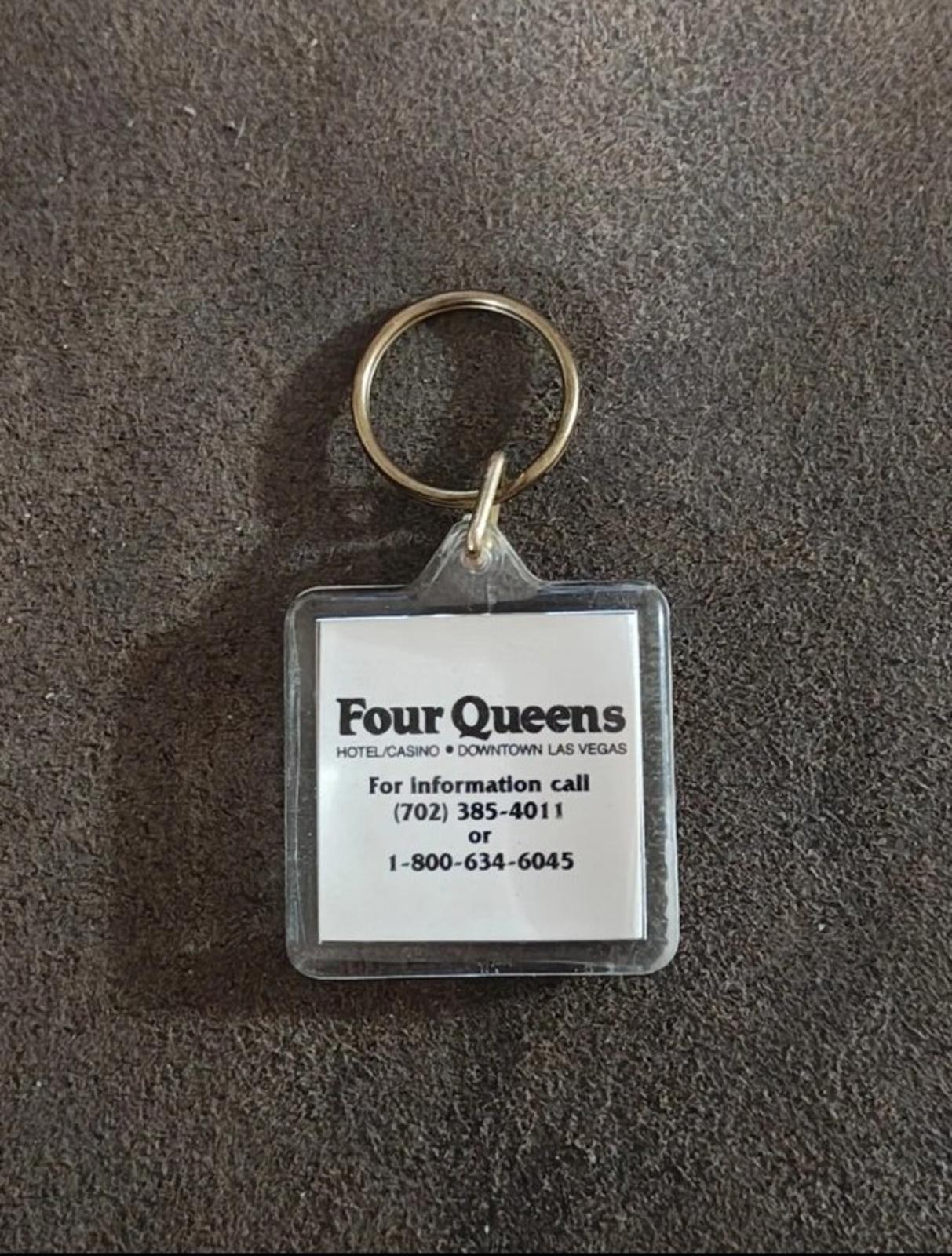1990s Vintage Four Queens Hotel Casino Downtown Las Vegas Hard  Plastic Keychain