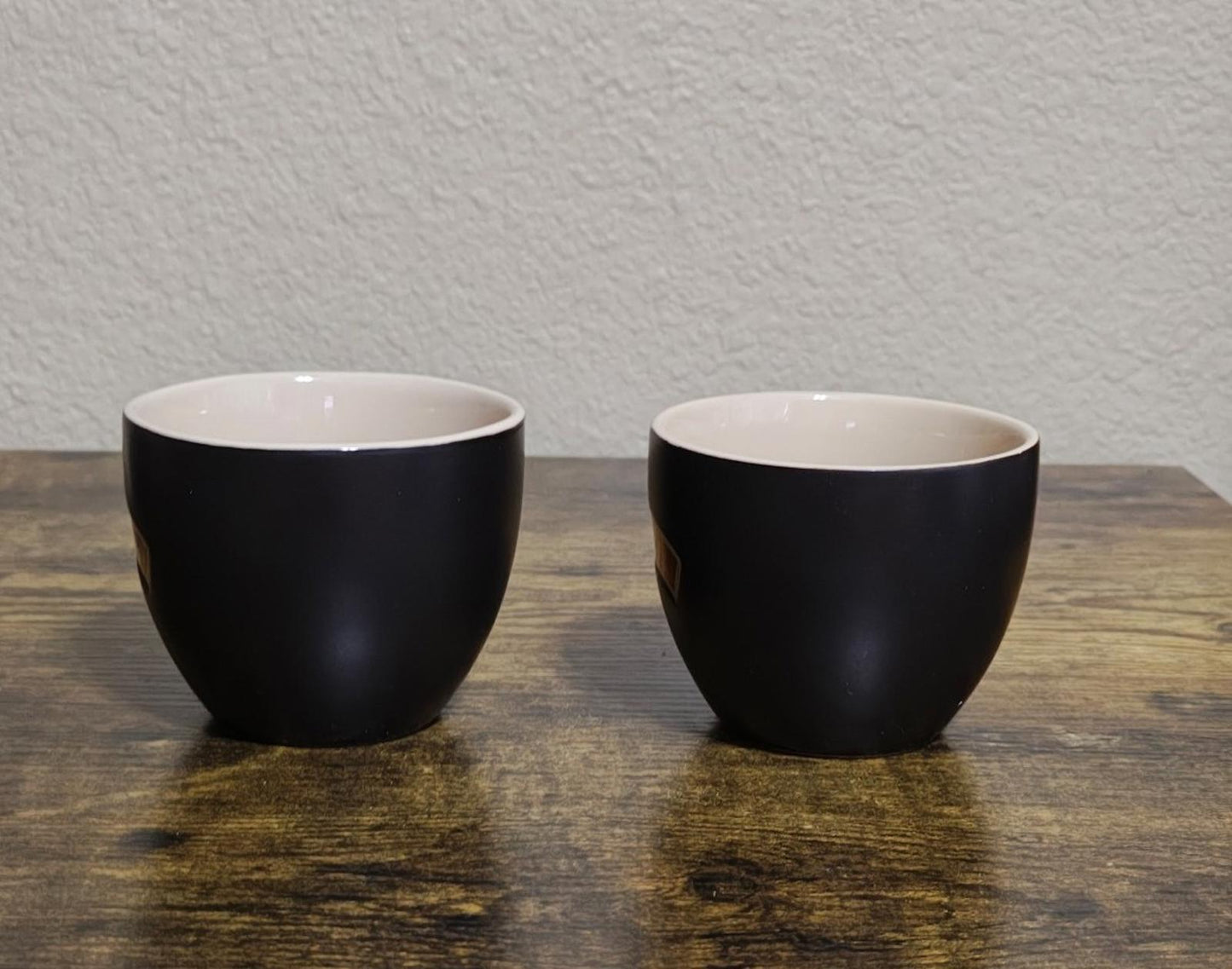 1990's Set Of Mine & Yours Bailey's Irish Beige & Black Stoneware Cups