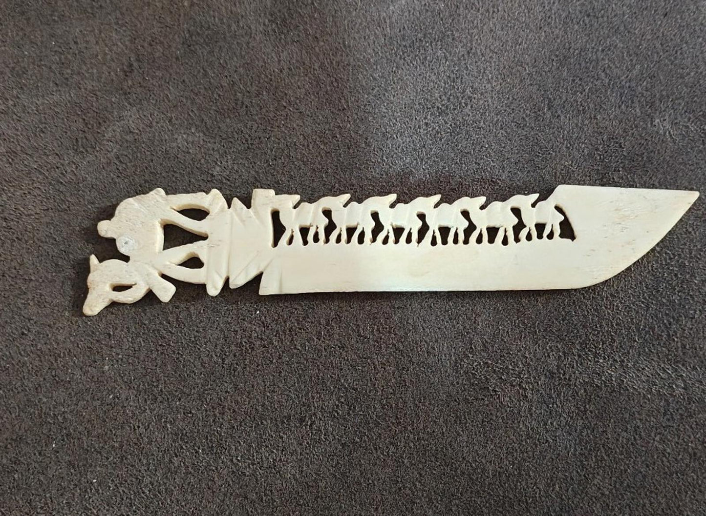 Early 20th Century Hand Carved Bone Camel Letter Opener Bone Folder