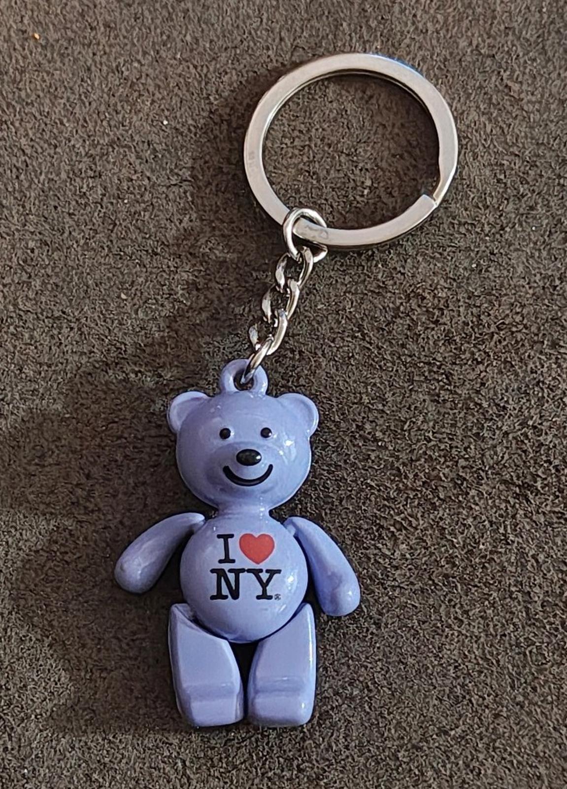 I Love NY Purple Teddy Bear Keychain With Movable Arms & Legs Keychai