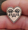 Classic American Traditional Crying Heart Rose Gold Tone & Black Enamel Pin