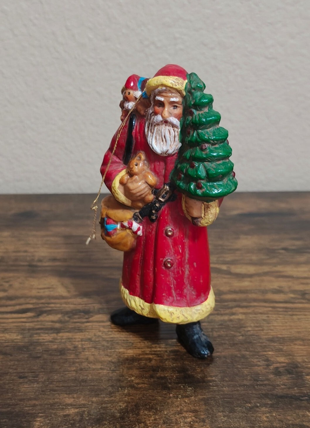 1980s Molded Plastic Santa Claus Figurine Ornament