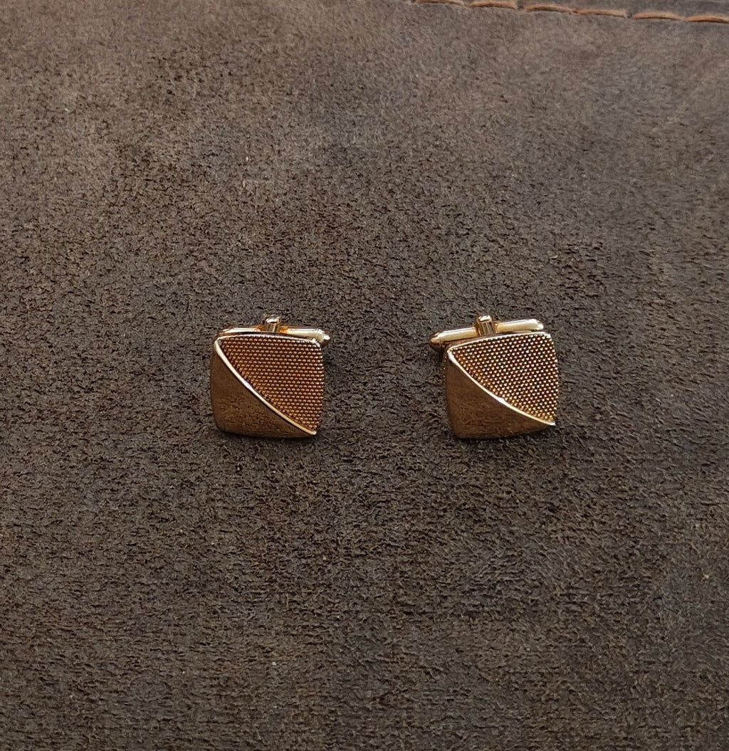 1950s/60s Swank Gold Tone Square Geometric Cufflinks