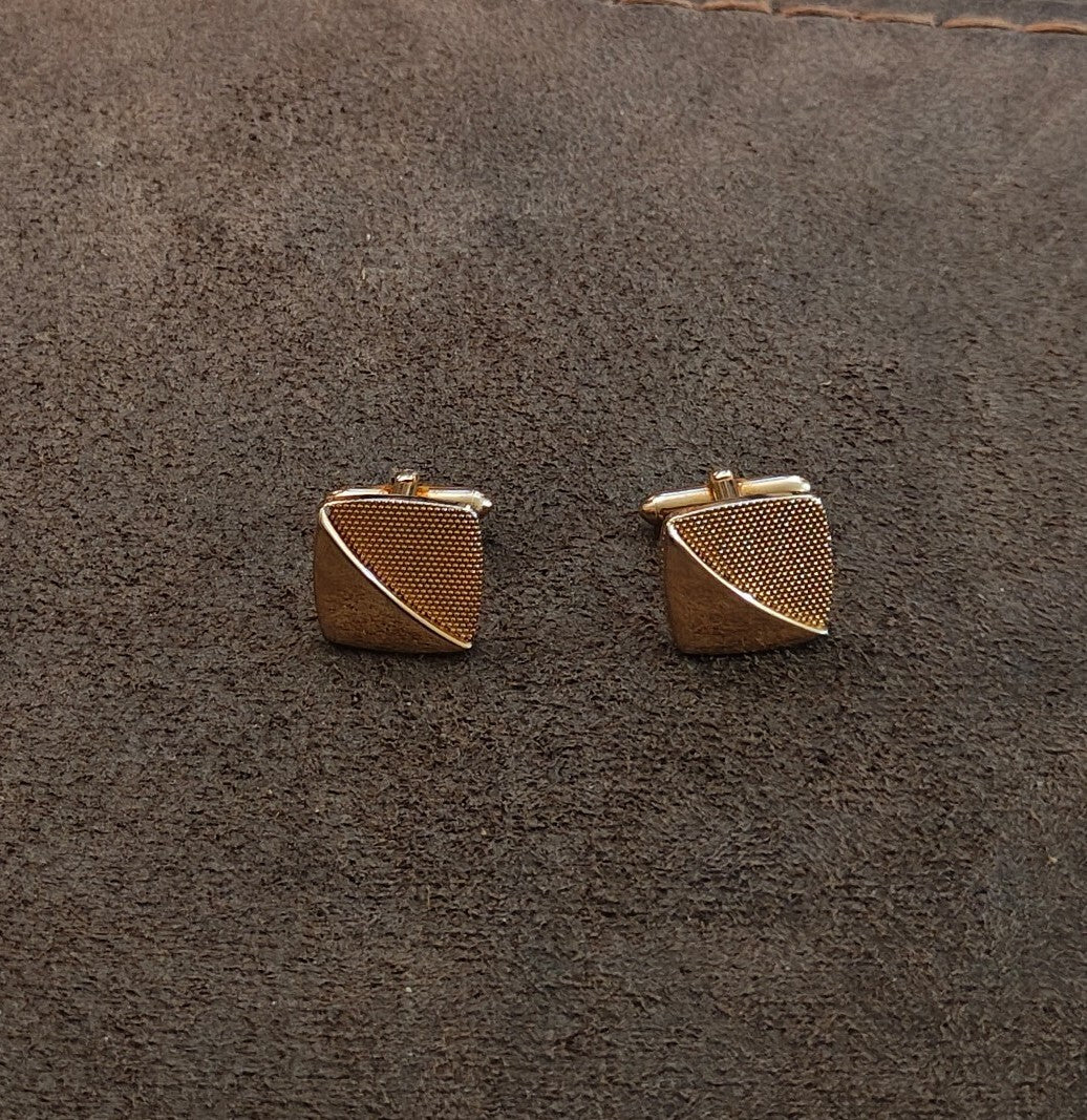 1950s/60s Swank Gold Tone Square Geometric Cufflinks
