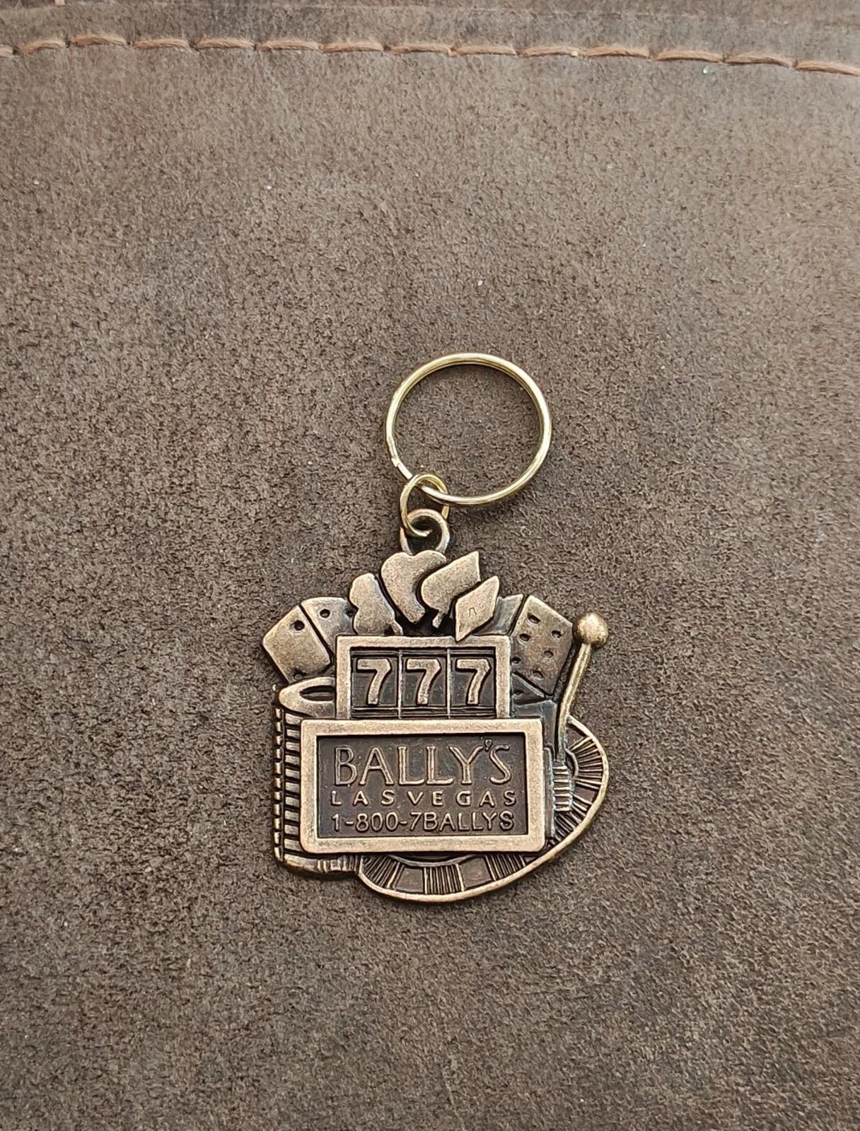 1990s Vintage Bally's Las Vegas Hotel and Casino Brass Slot Machine Keychain