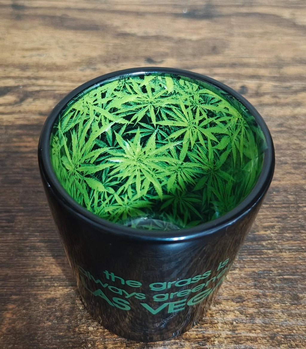 The Grass Is Always Greener Las Vegas Green & Black Shot Glass