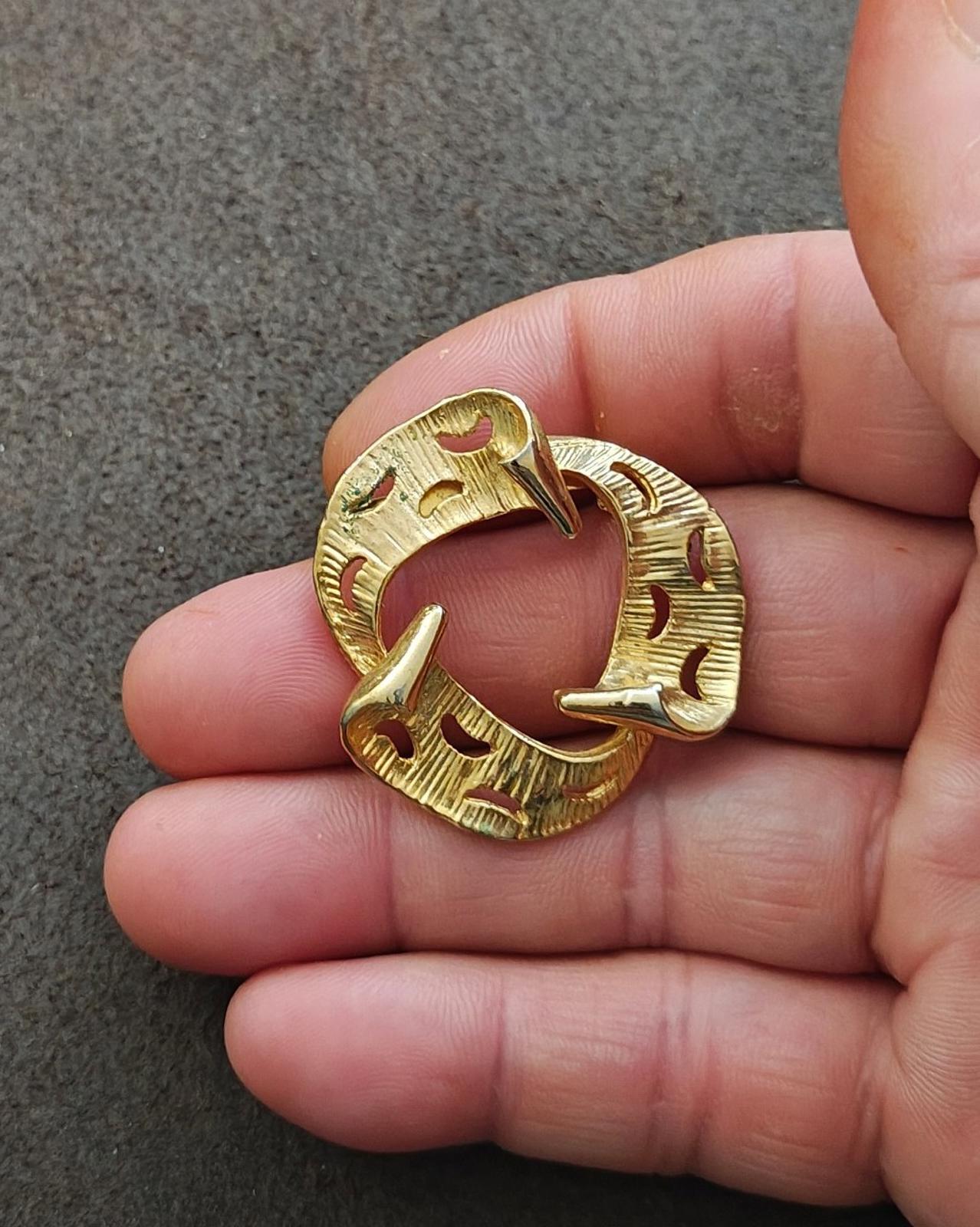 1980s Modernist Abstract Gold Tone Brooch
