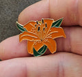 Colorful PinMart's Orange Tiger Lily Flower Enamel Gold Tone Pin