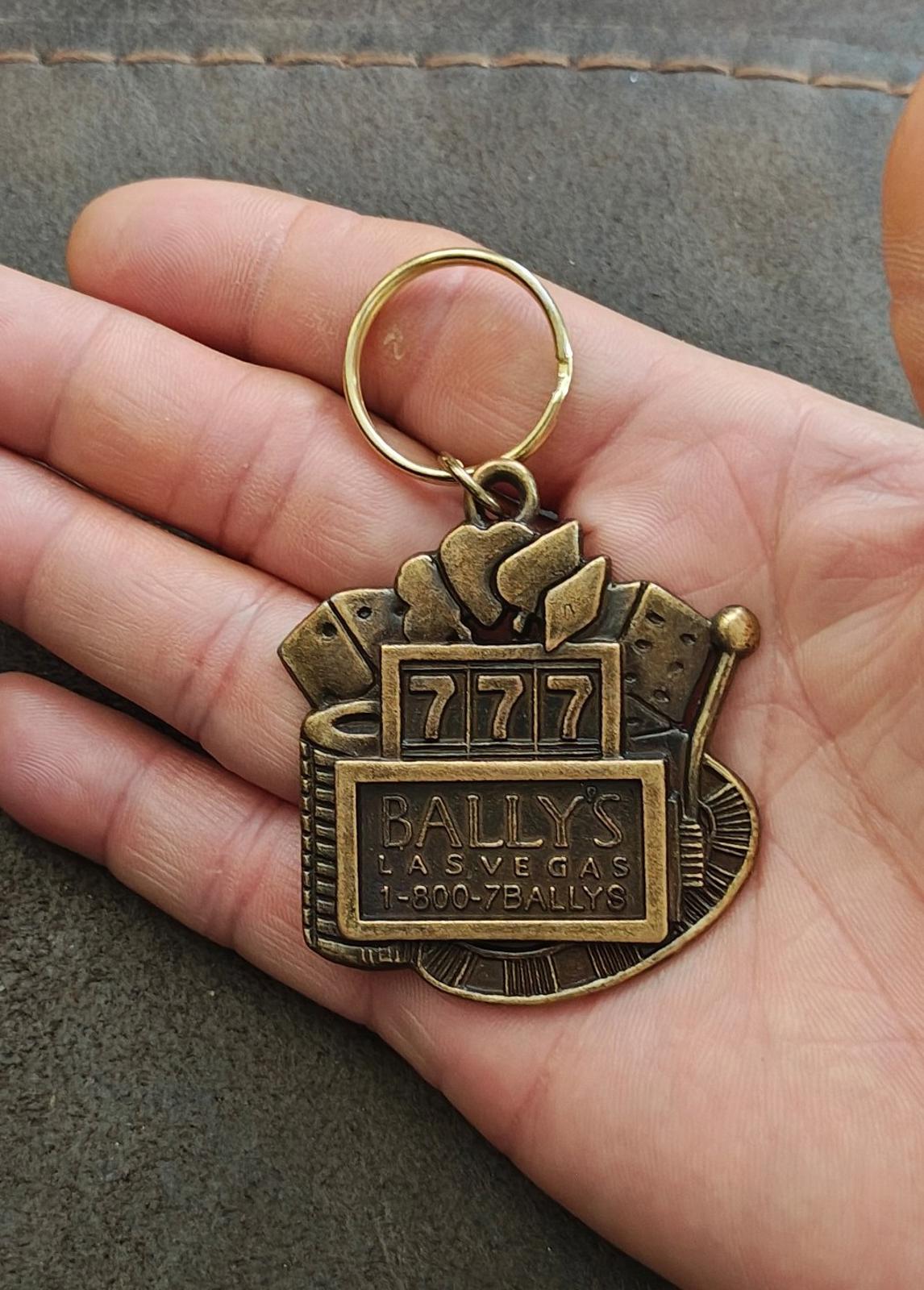 1990s Vintage Bally's Las Vegas Hotel and Casino Brass Slot Machine Keychain