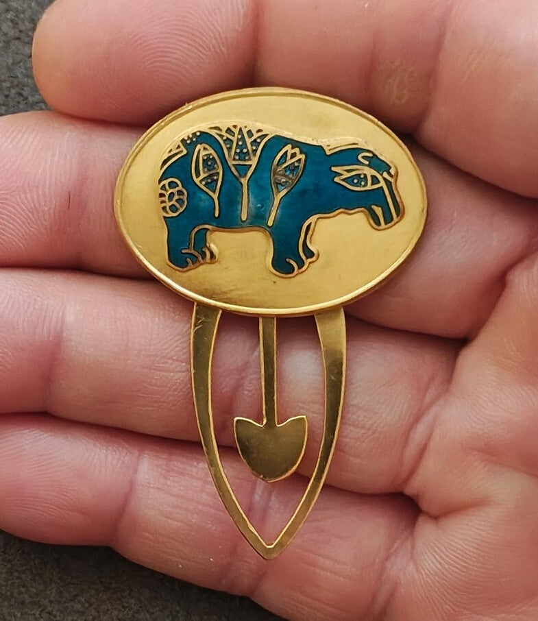 1985 Metropolitan Museum of Art (MMA)  Gold Tone Blue Enamel  Clip Bookmark
