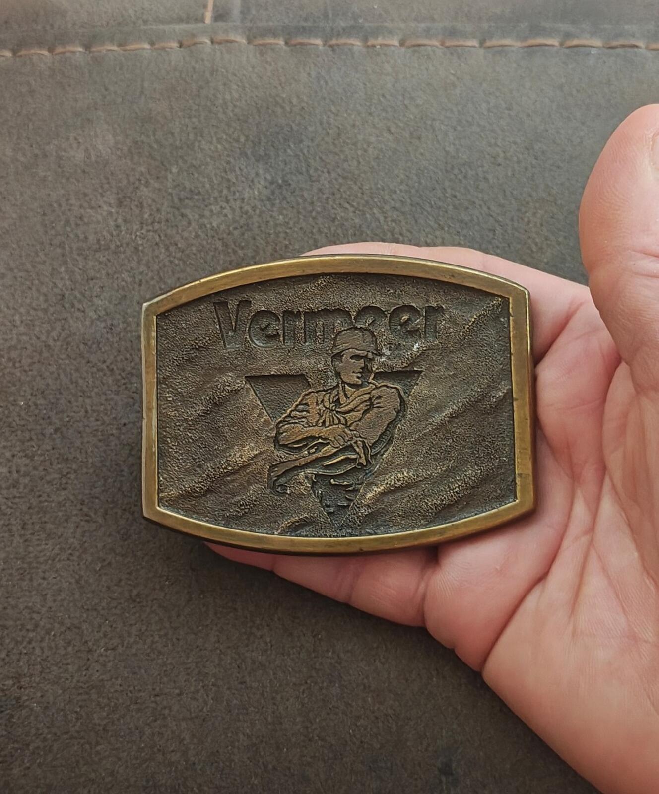 1970s/80s Vermeer Manufacturing Company Solid Brass Advertising Belt Buckle