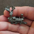 1980s/90s Rare Moose Riding a Locomotive Train Pewter Pin