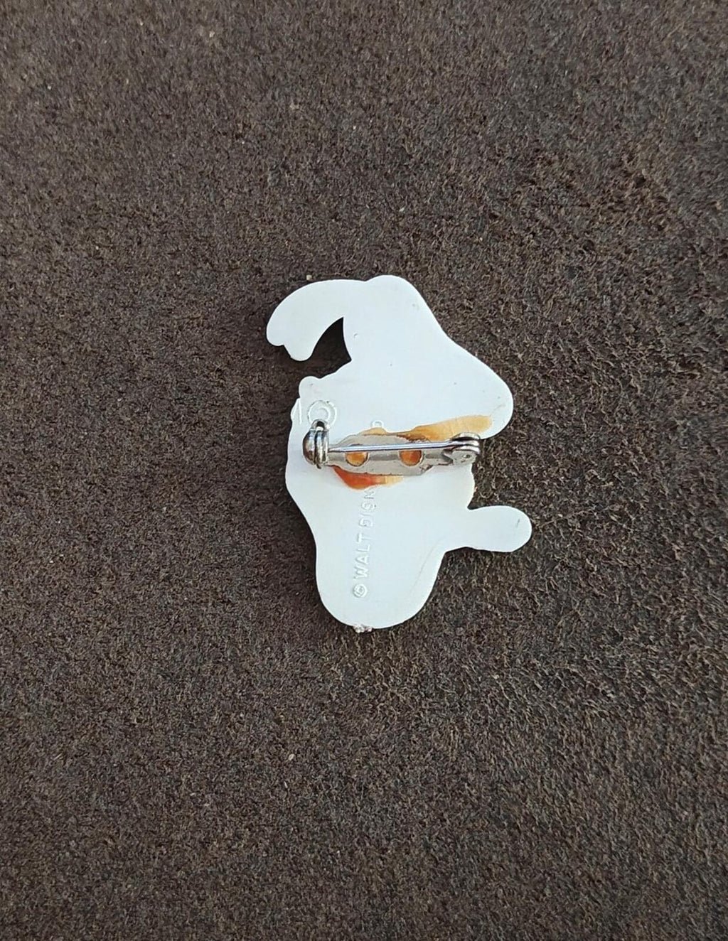 Vintage Donald Duck plastic pin back, silver bar pin with locking clasp
