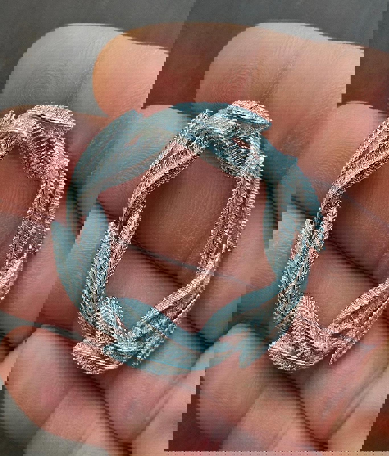 1960's Signed Gerry's Silver Tone Textured Circle Leaf Pin Brooch