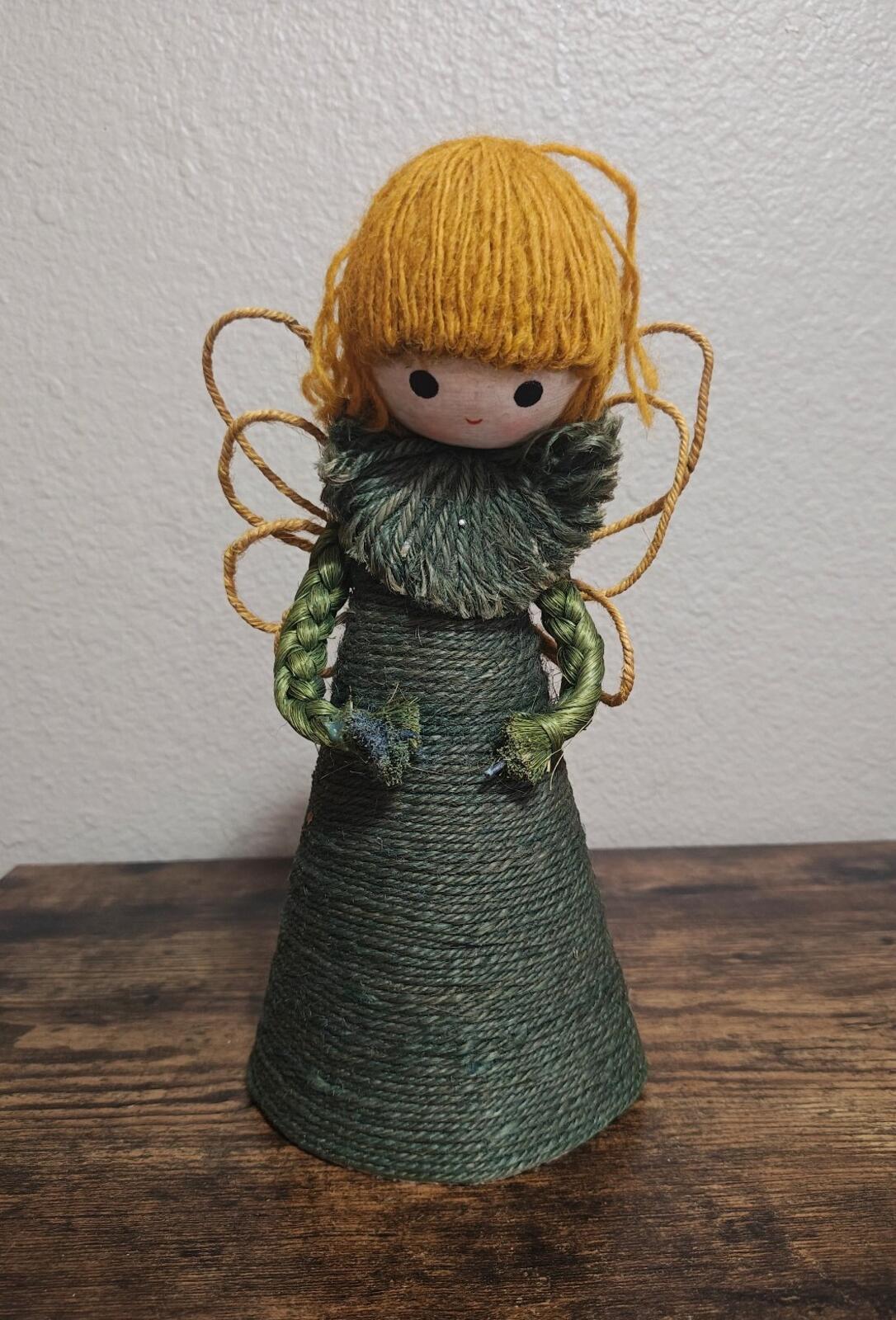 1960s/70s Handcrafted Burlap & Jute Angel Figurine/Tree Topper