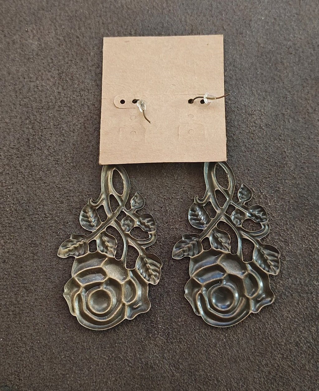 Plunder Design "Rosey" Antique Gold/Bronze Tone Filigree Dangle Earrings New