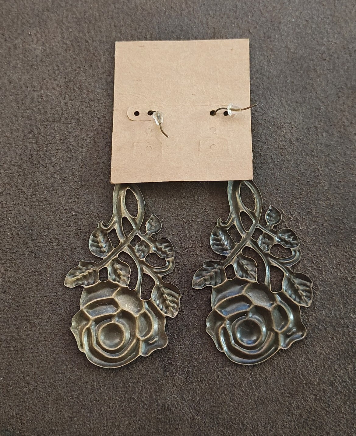 Plunder Design "Rosey" Antique Gold/Bronze Tone Filigree Dangle Earrings New