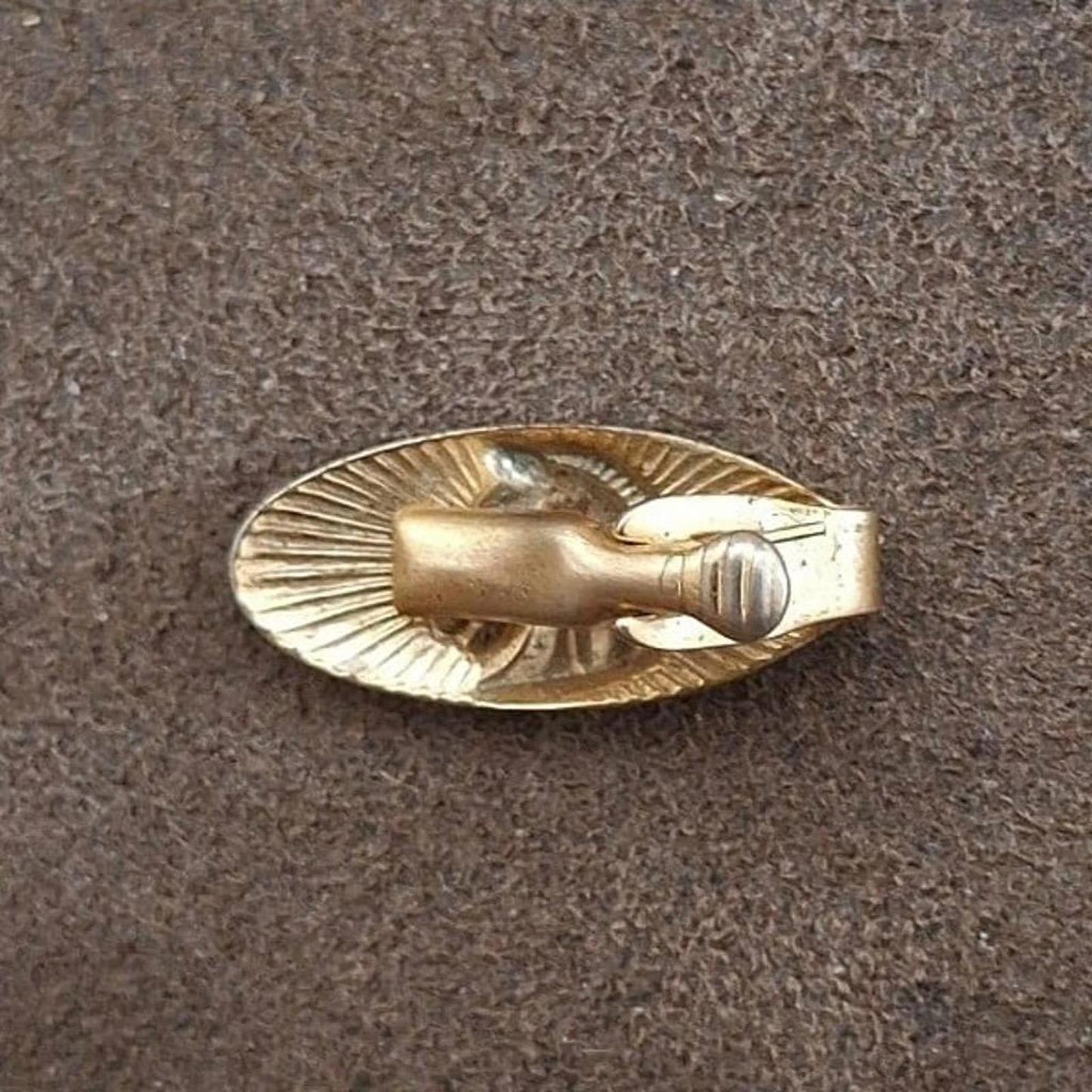 1940s Horse Profile Head Gold Tone Oval Tie Bar Clip