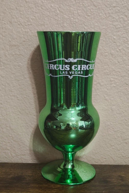 1990's Mirrored Green Circus Circus Las Vegas Hurricane Glass