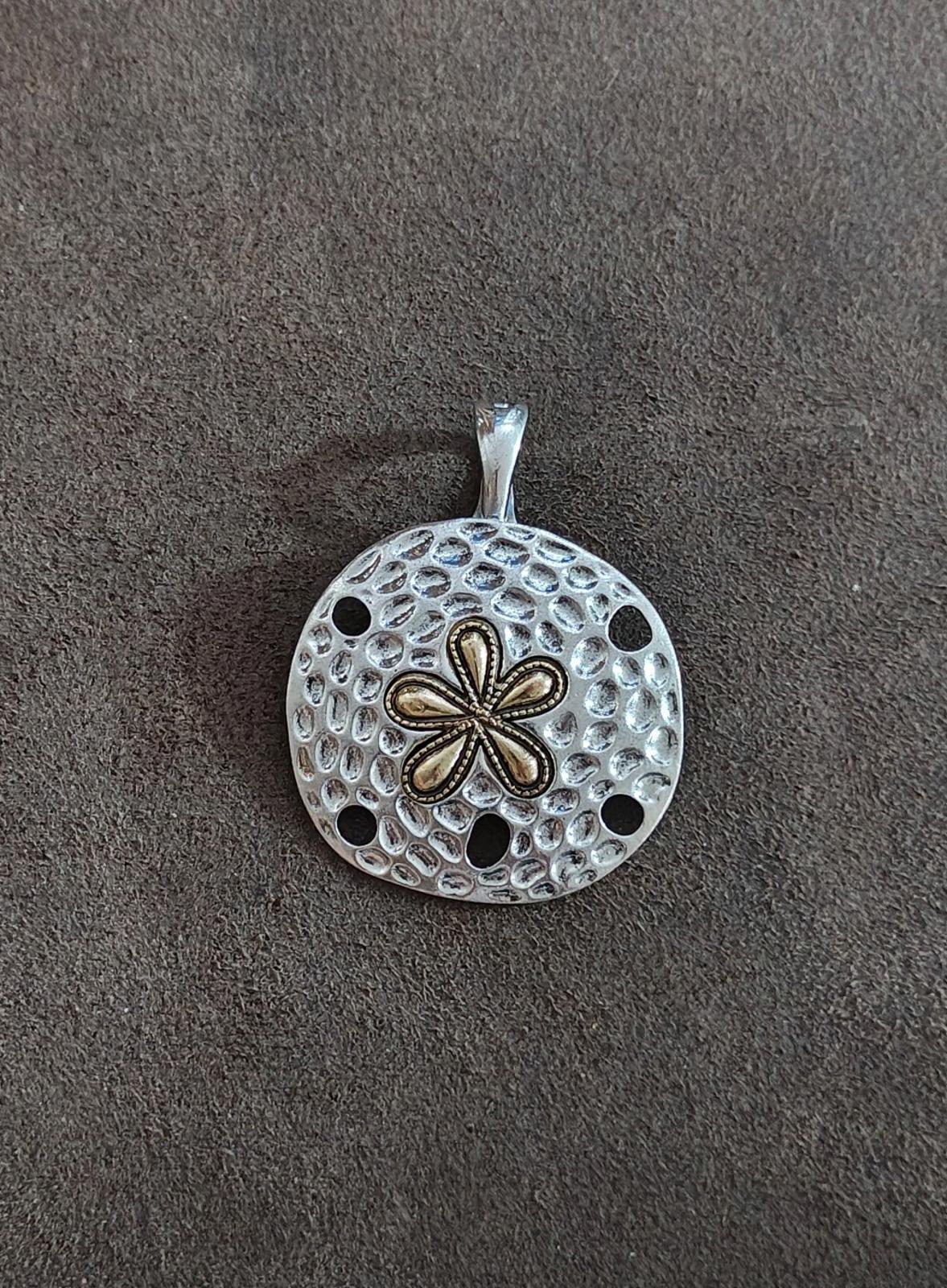 1970's Marked RMN Roman Sand Dollar Two Tone Large Pendant
