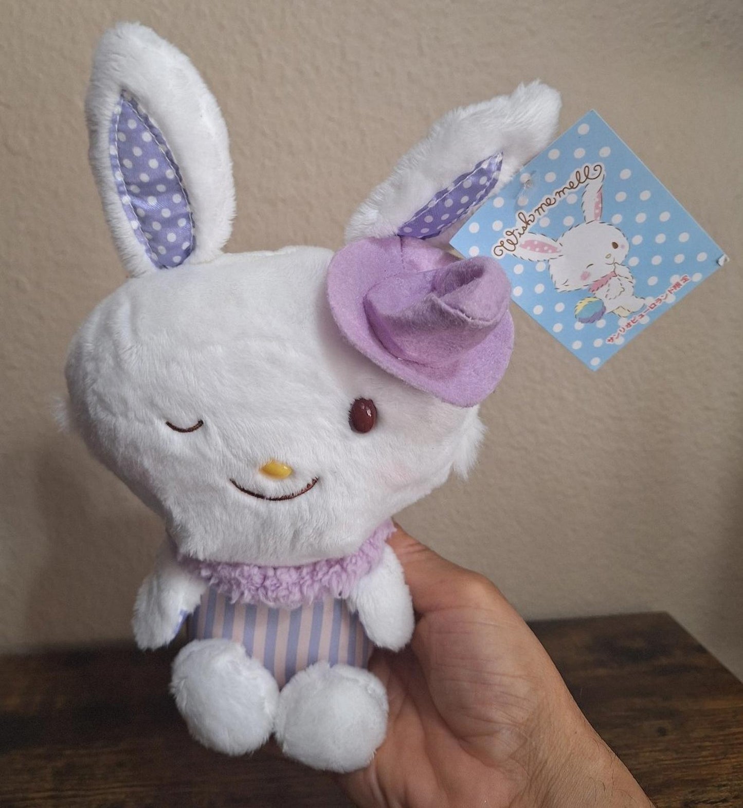 Cute Rare Wish Me Mell Sanrio Purple Hat Plush Striped Conjuror Magician Bunny.