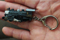 1970s Vintage Black Plastic USA American Locomotive 210 Keychain