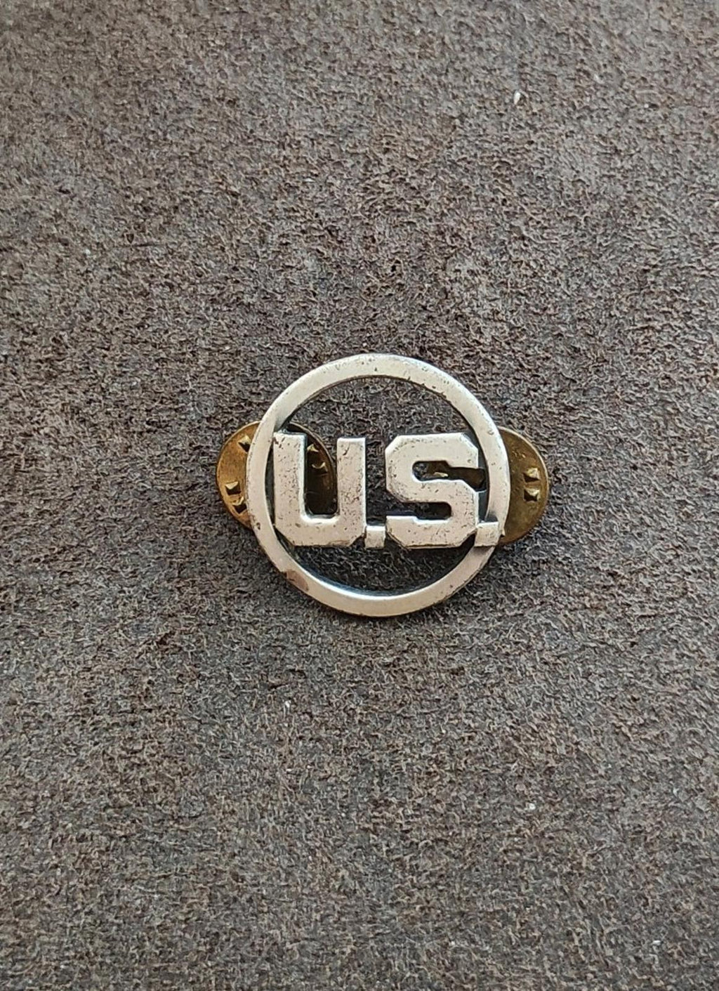 1940s World War 2 US Military Silver Tone Metal U.S. Initials Pin.